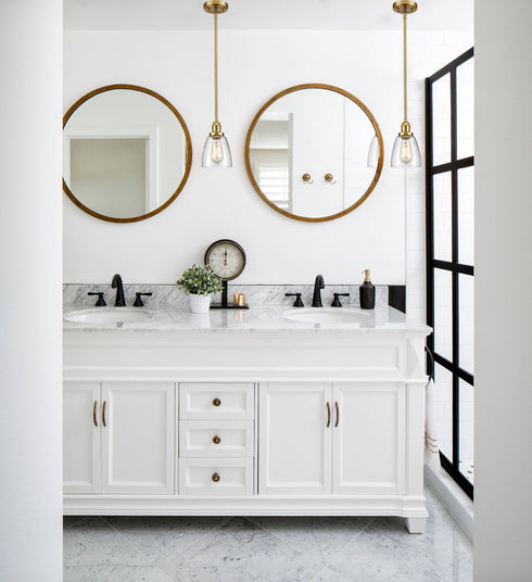 Modern Brass Mini Stem Pendant Light Glass Kitchen Fixture